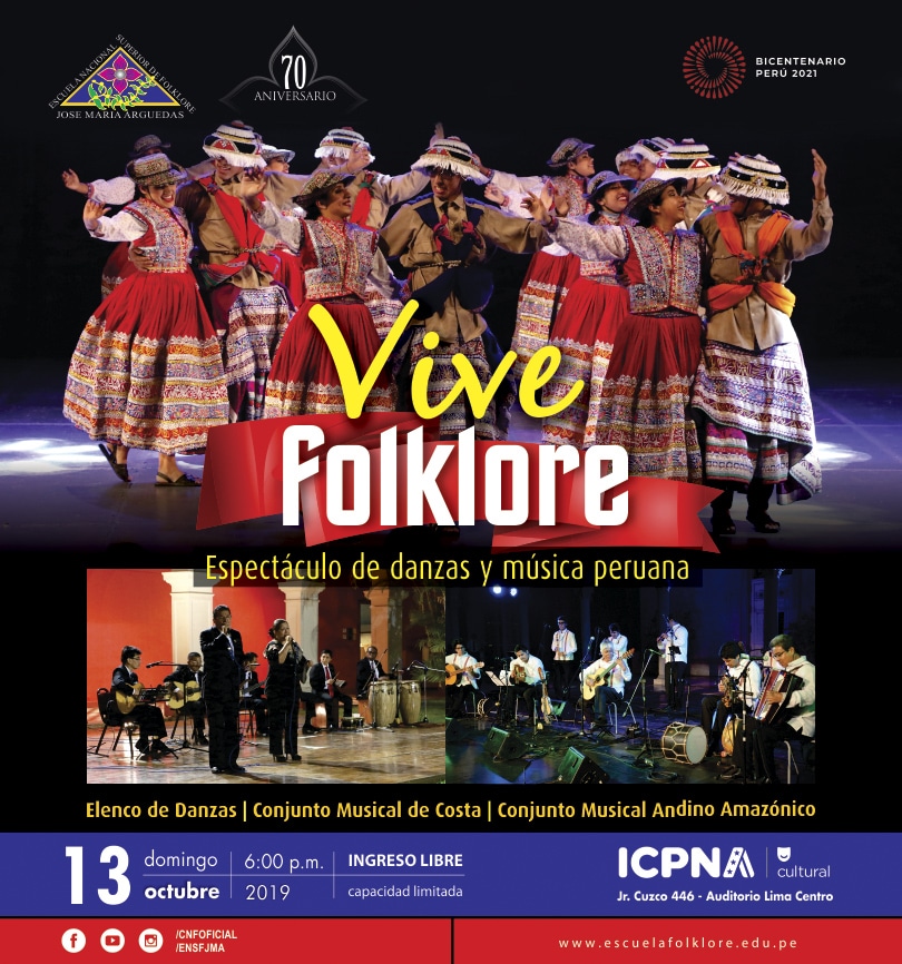 VIVE FOLKLORE. Espectáculo de danzas y música peruana