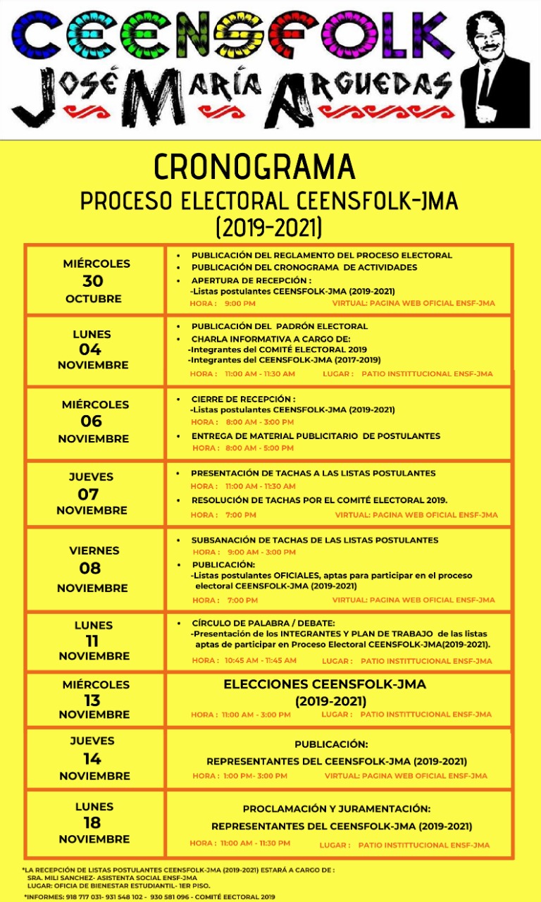 ELECCIÓN DE REPRESENTANTES ESTUDIANTILES EN EL (CEENSFOLK-JMA)